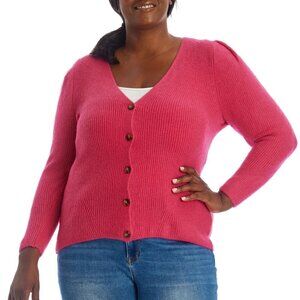 NWT 1.STATE Women's Cozy Puff Long Sleeve Button Front Top Soft Knit Cardigan